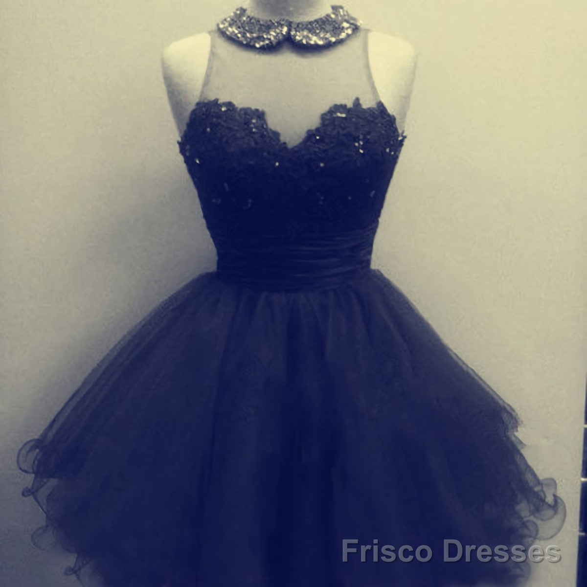 High-Neck Tulle Black junior custom cute lovely popular 2025 Homecoming Dresses Main image