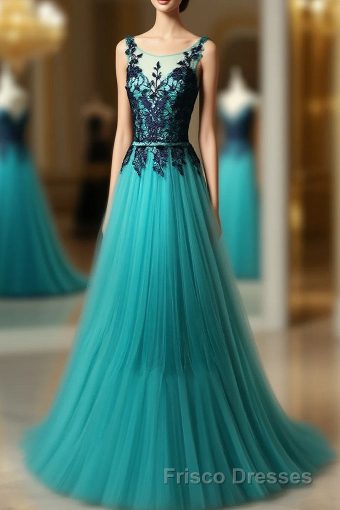 Top Selling Long Open Back Navy Blue Lace Long Women Modest Elegant Formal Prom Dress Main image