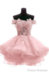 Cute Off Shoulder Pink Elegant 2025 Homecoming Dresses