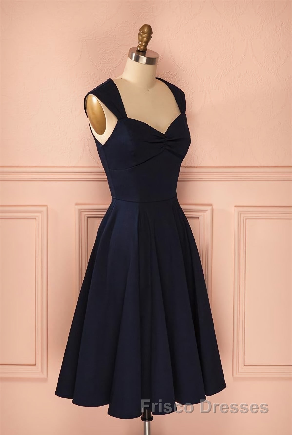 Vintage Simple Short Navy Blue Elegant Handmade Homecoing Homecoming Dress Secondary image