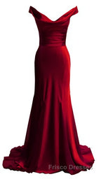 red mermaid off shoulder navy blue Formal Prom Dress mermaid satin backless charming Formal Prom evening gowns 2024 party Dress