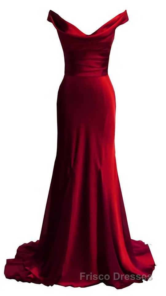 red mermaid off shoulder navy blue Formal Prom Dress mermaid satin backless charming Formal Prom evening gowns 2024 party Dress