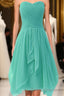 Mint A Line Sweetheart Ruffles Short Front High Low Cheap Short Formal Prom Dress