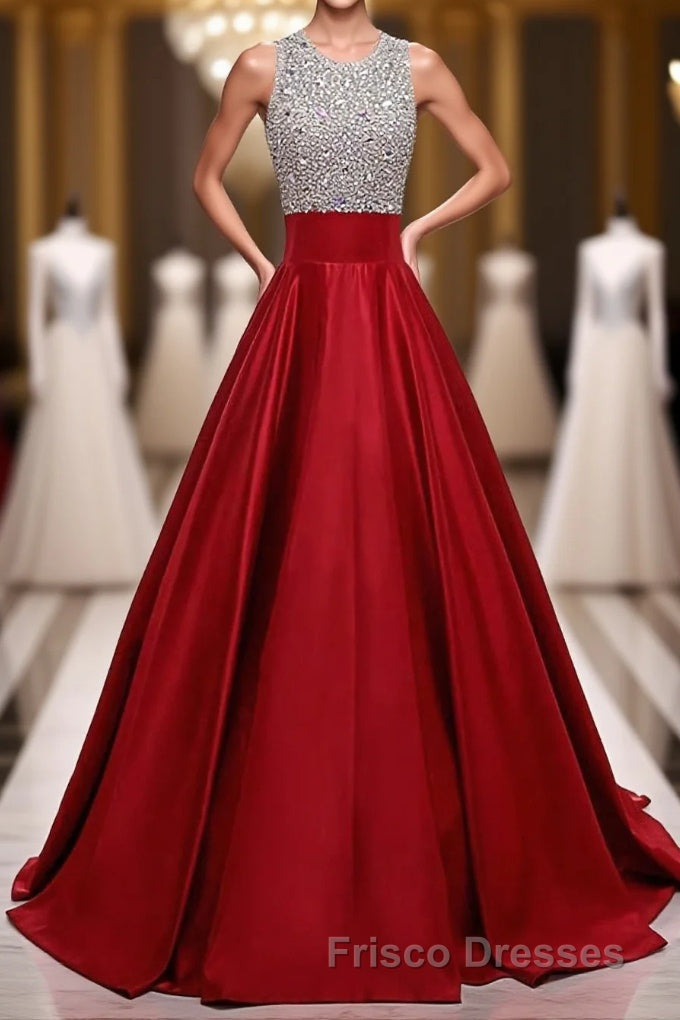 High Low Beaded Red Beautiful Simple Cheap Modest Formal Prom Dress Main image