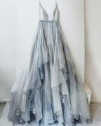 Spaghetti Straps V Neck Long Senior Women Formal Prom Dress