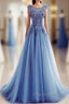 A Line Flowers Long Charming Women Formal Prom Dress