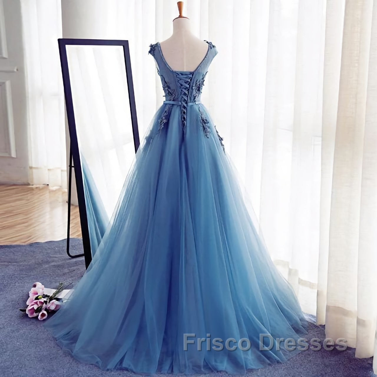 A Line Flowers Long Charming Women Formal Prom Dress
