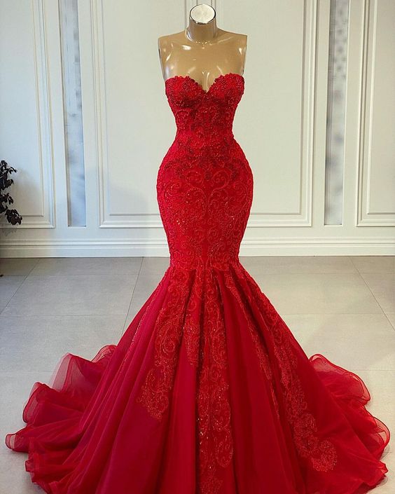 Prom Dresses, Lace Prom Dresses, Red Prom Dresses,  Evening Dresses Main image
