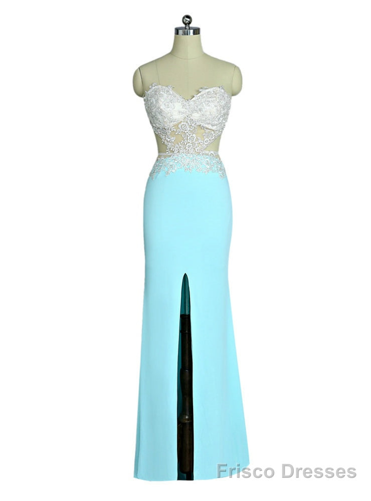 Prom Dresses Mermaid Sweetheart Lace Slit Sexy Open Back Women Long Evening Dresses