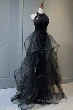 Formal Prom Dress Sparkle & Shine Dress Wedding Partysleeveless Halter Wednesday Addams Family Sequined With Crystals Sequin Ruffles