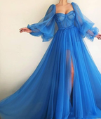 Purple Elegant Tulle Long Formal Prom Dress Evening Gown Party Dress