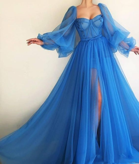 Purple Elegant Tulle Long Formal Prom Dress Evening Gown Party Dress