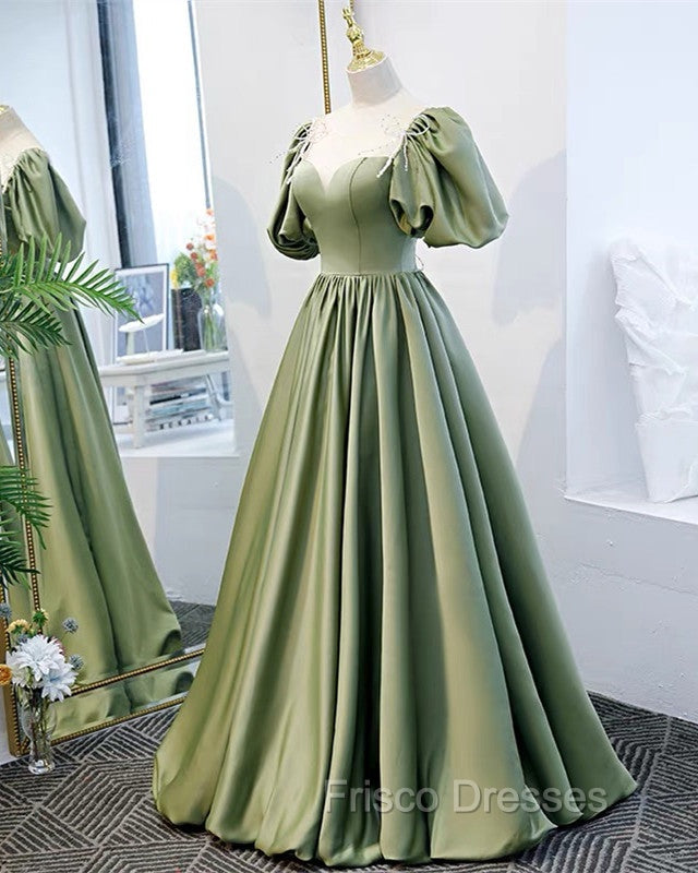 Puffy Sleeves Satin Bridesmaid Dress Long Secondary image