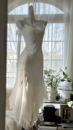 Pure And Elegant Chiffon Strap Beaded Mermaid Prom Dress