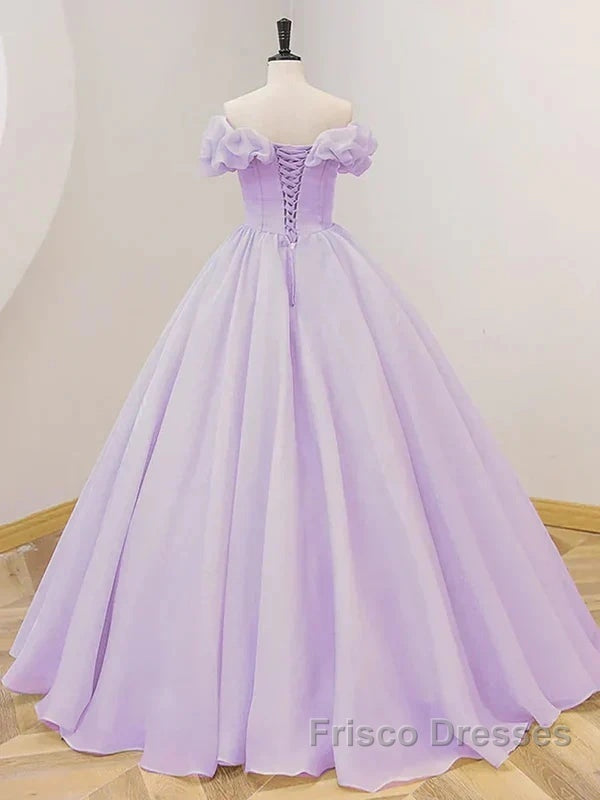 Purple A-Line Off Shoulder Long Ball Dress Purple Dress Formal Prom Dress Secondary image