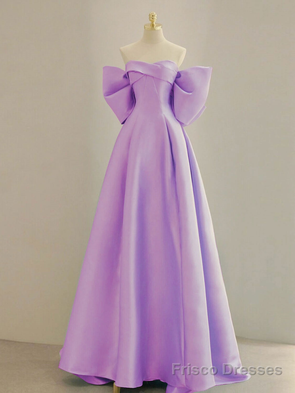 Purple A-Line Satin Long Prom Dresses, Purple Satin Evening Dresses Secondary image