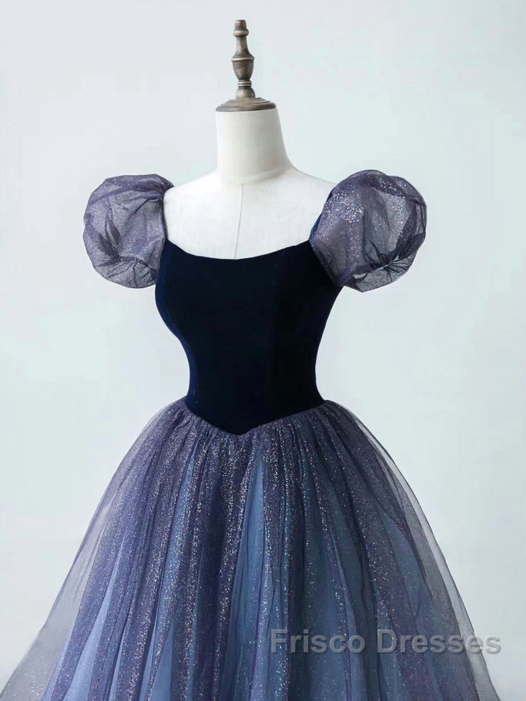 Purple A-Line Tulle Long Formal Prom Dress, Purple Formal Dress Secondary image