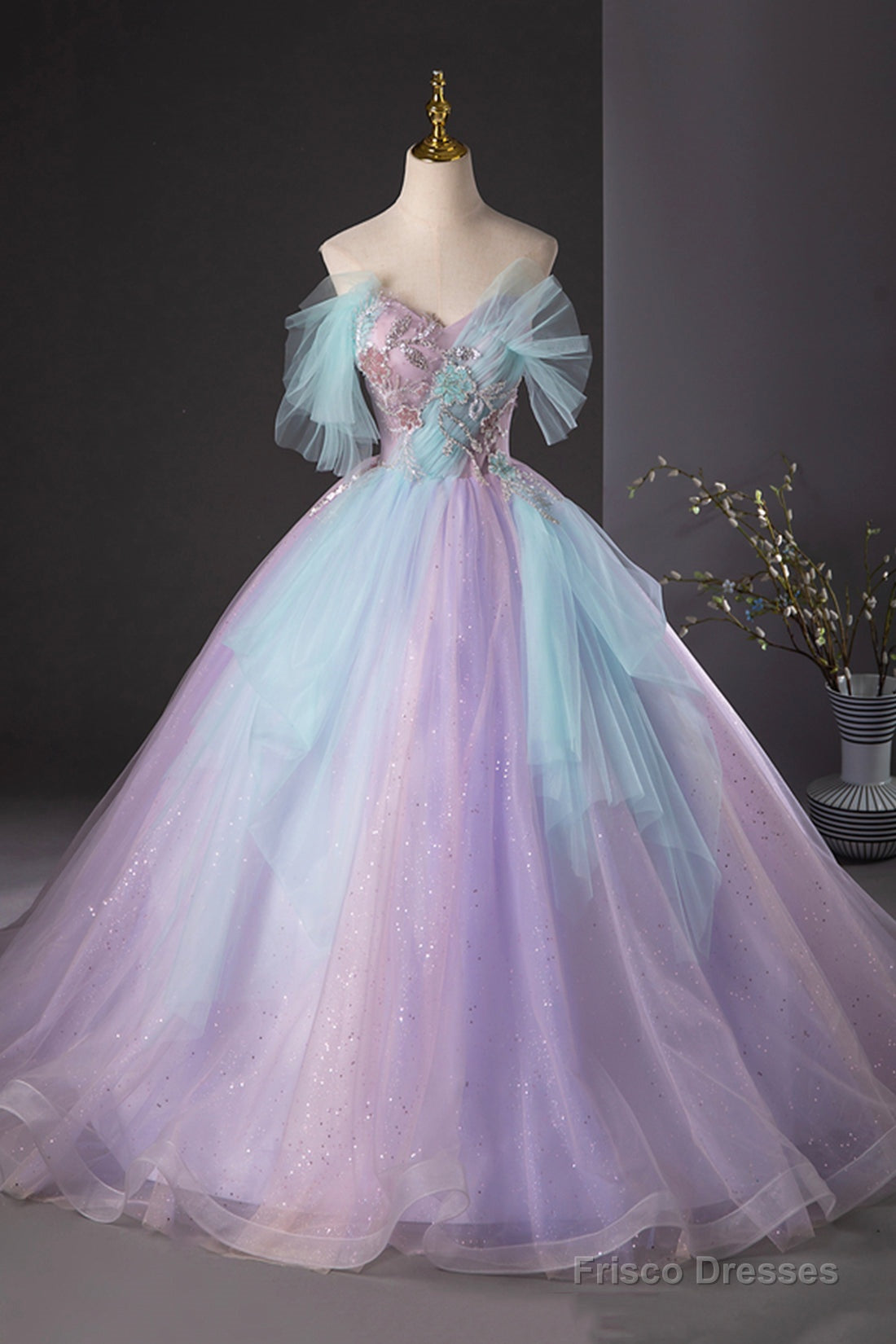 Purple And Blue Tulle Long Prom Dress, Beautiful A-Line Evening Party Dress Secondary image