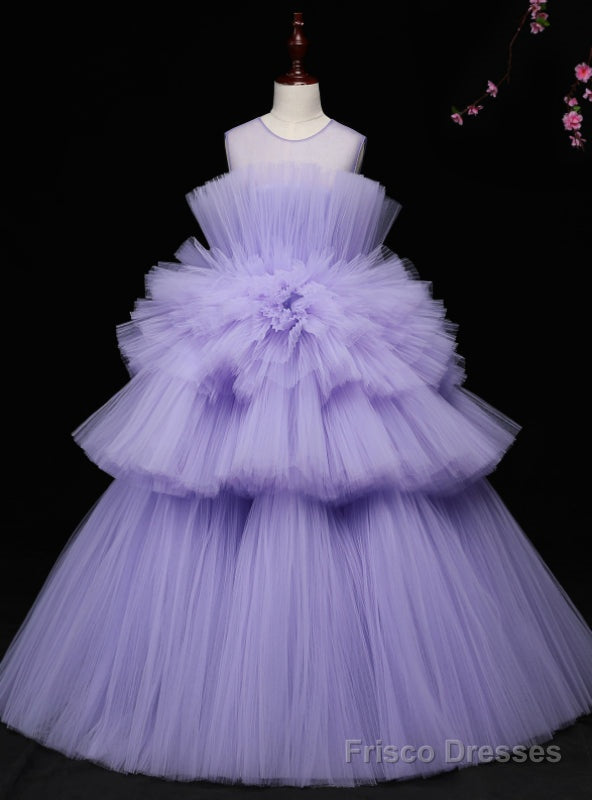 Purple Ball Gown Tulle Sleeveless Long Floor Length Princess dress Main image
