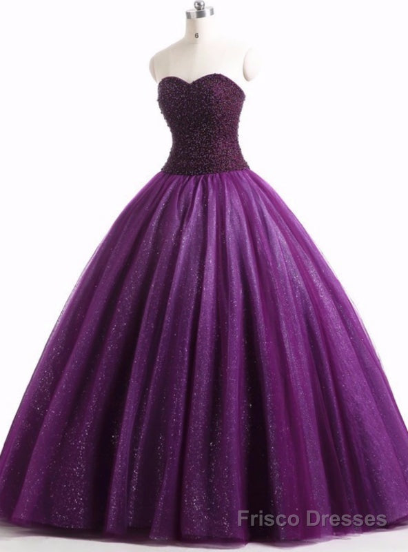 Purple Ball Gown Tulle Sweetheart Beading Quinceanera Dresses Main image
