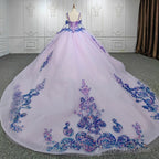 Purple Beaded Sweetheart Evening Party Dress Sequined Ball Gown
