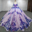 Purple Beaded Sweetheart Evening Party Dress Sequined Ball Gown