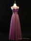 Purple Floral Long Lace Prom Dresses, Purple Floral Long Lace Formal Evening Dresses