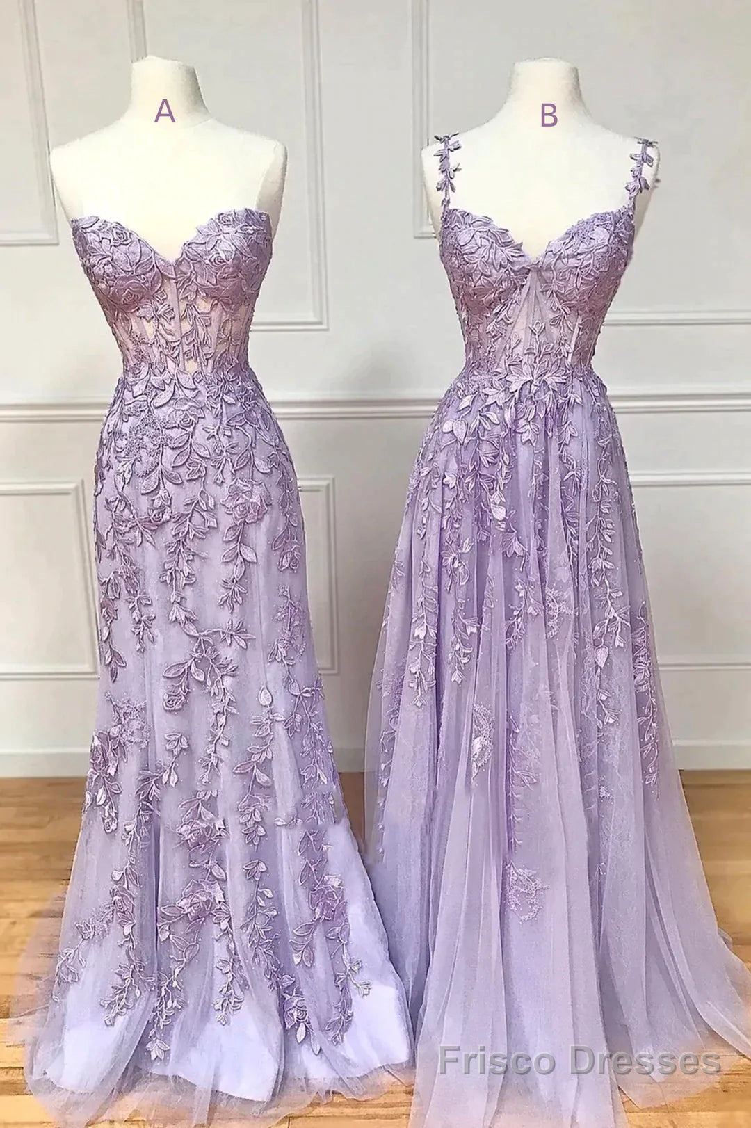 Purple Lace Long Prom Dress, Lovely Purple Sweetheart Neckline Evening Dress Secondary image