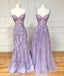 Purple Lace Long Prom Dress