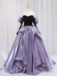 Purple Long Sleeve Strapless Prom Dress