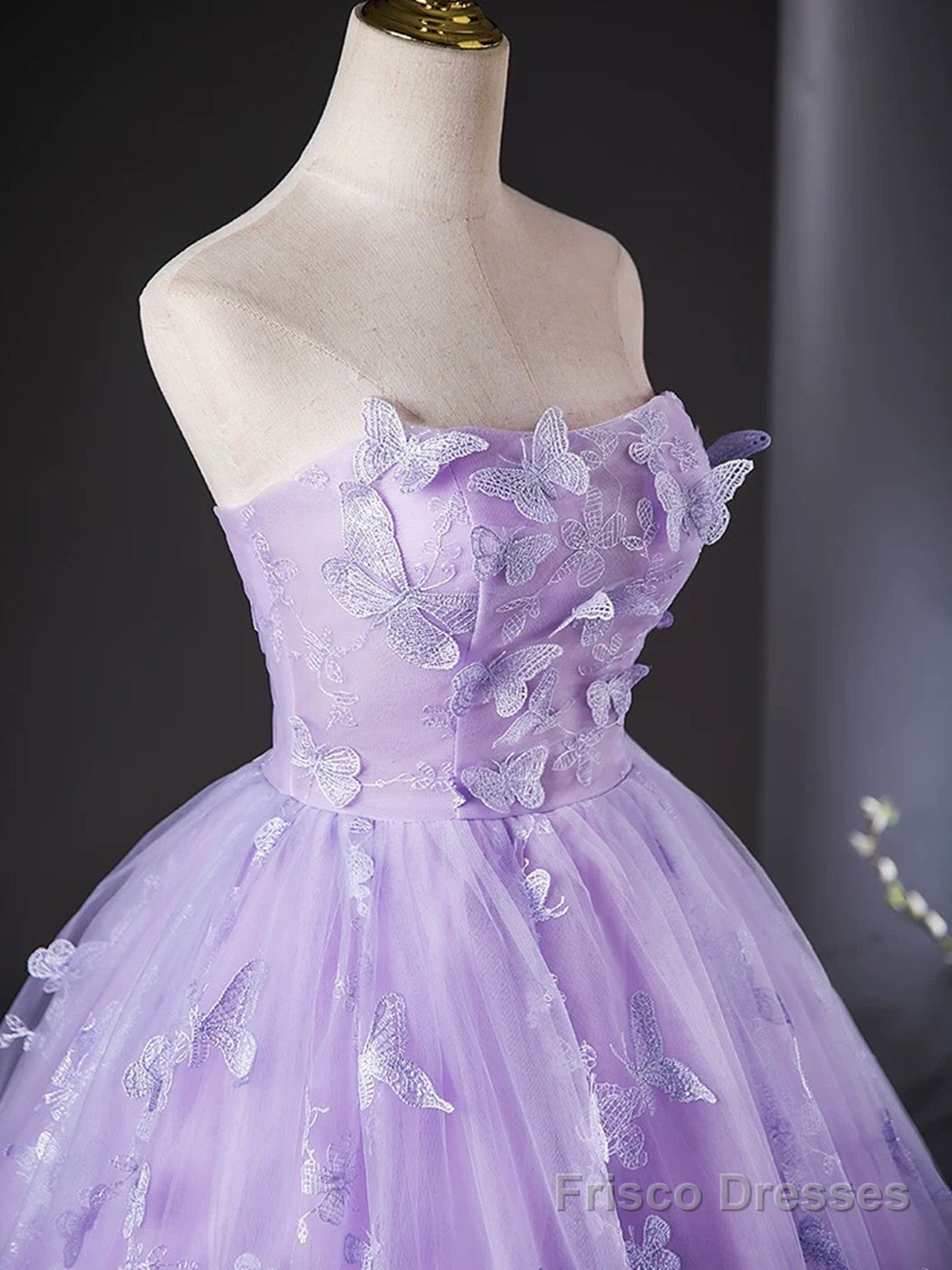 Purple Lovely Long Lace Sweet 16 Dress, Purple Lace Prom Dress Party Dress Secondary image