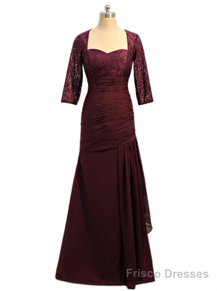 Purple Mermaid 3/4 Sleeves Chiffon Lace Mother Of The Bride Dresses Main image