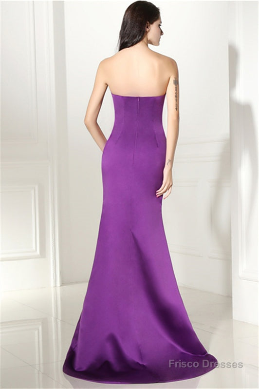 Purple Mermaid Satin Sweetheart Backless Prom Dresses Secondary image