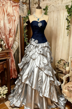 Burgundy Fashion Retro Elegant Delicate Floral Sweet Elegant Long Tulle Floor Length Ball Gown Evening Gown