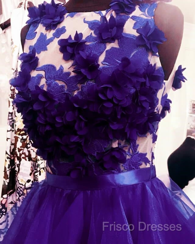 Purple Ruffles Homecoming Dress With 3D Flowers