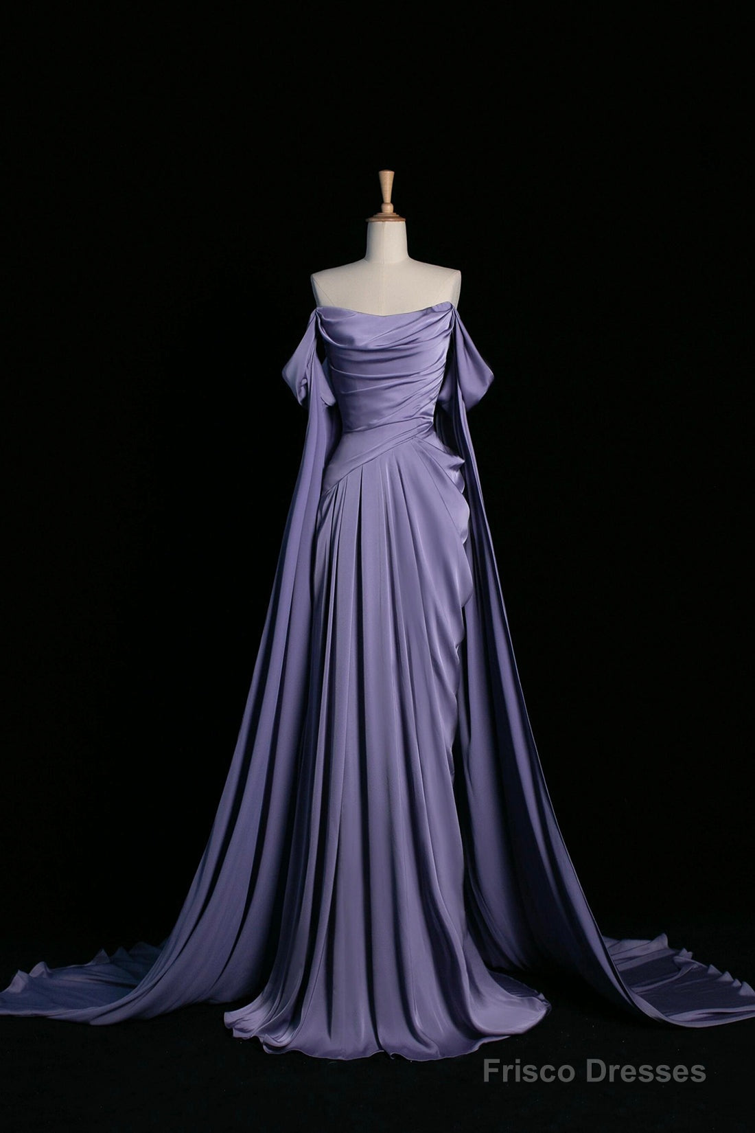 Purple Satin Long Prom Dress, Beautiful Off The Shoulder Evening Party Dress Main image
