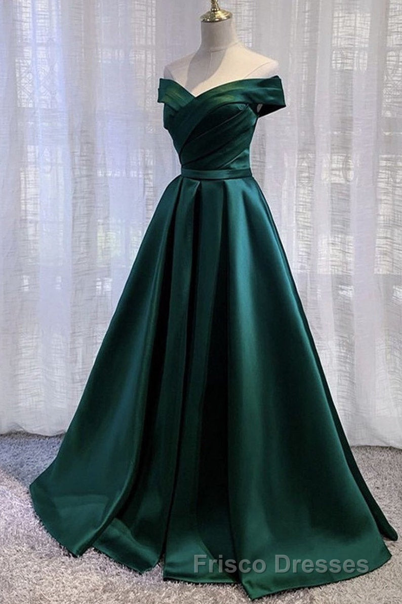 Purple Satin Off Shoulder Long Formal Prom Dress,A-line Simple Women Formal Prom Dress