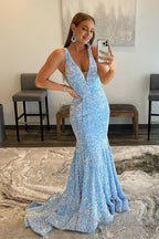 Purple Sequins Prom Dress