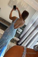 Purple Sequins Prom Dress