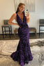 Purple Sequins Prom Dress