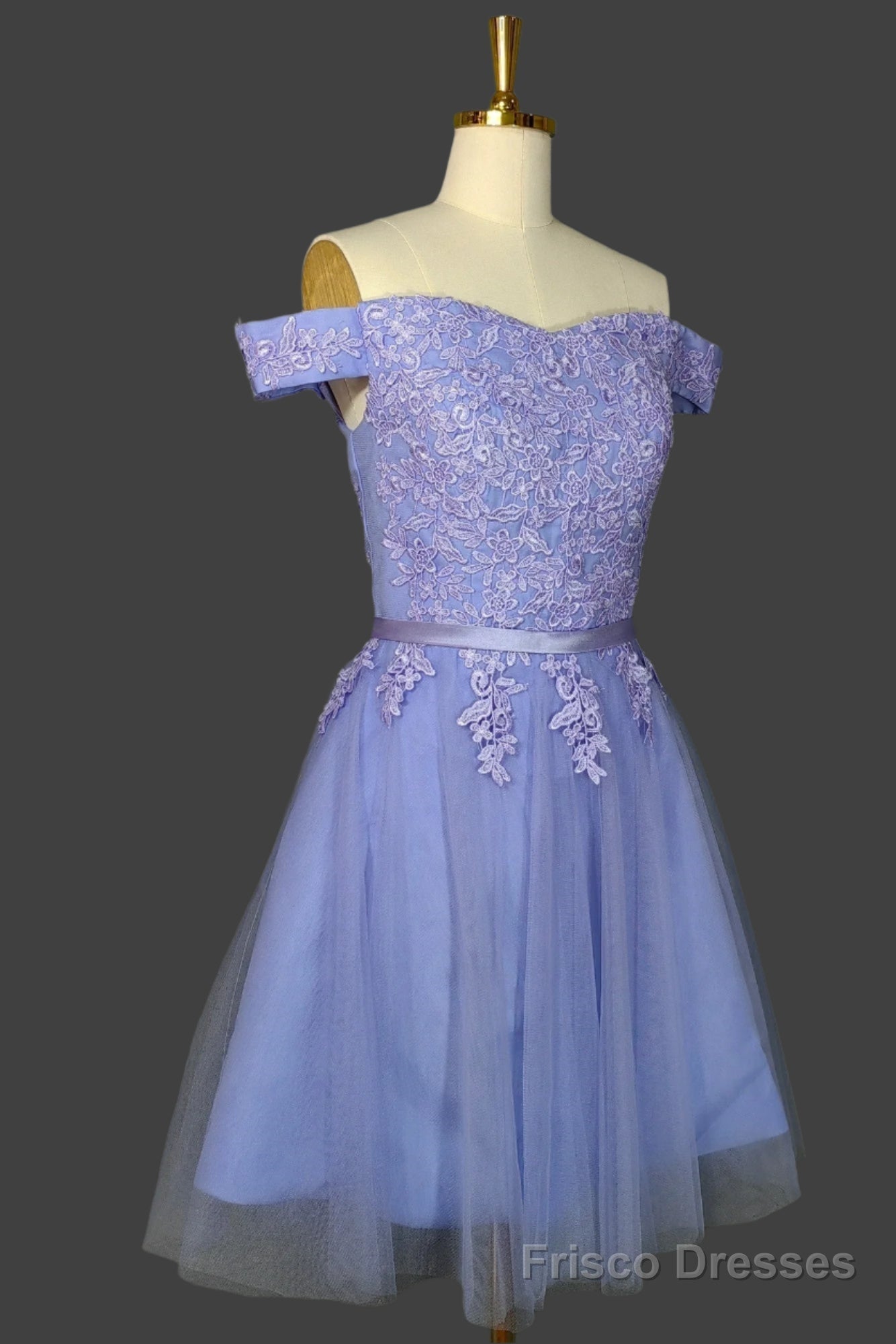 Purple Short Sleeves Lace Off Shoulder Homecoming Dresses Cute Mini Dresses Secondary image