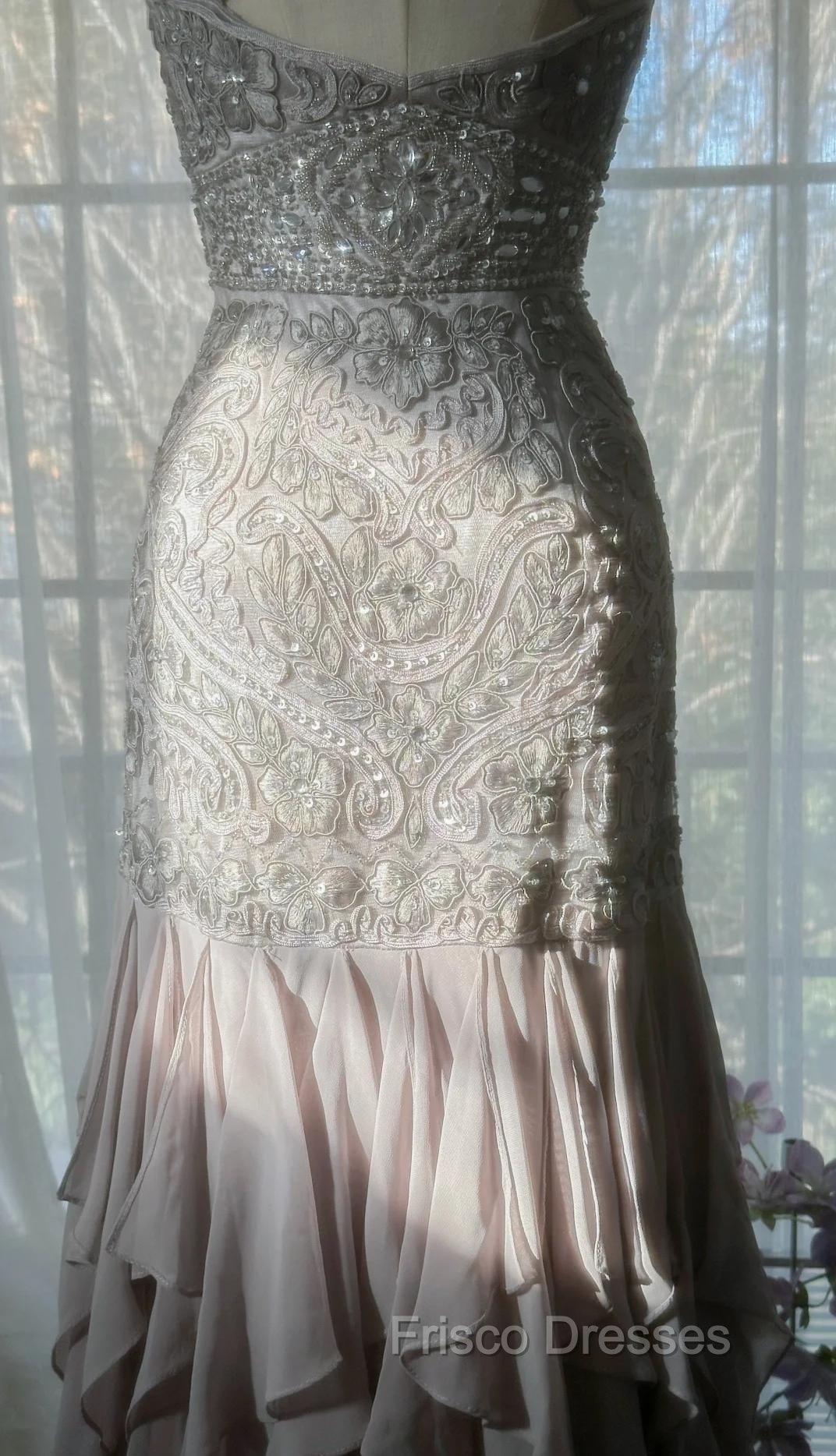 Purple Spaghetti Strap Bodycon Open Back Chiffon Sequin Long Formal Prom Dress Adult Ceremony Dress With Appliques