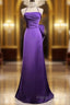 Purple Spaghetti Strap Satin Formal Prom Dress Backless Formal Gown