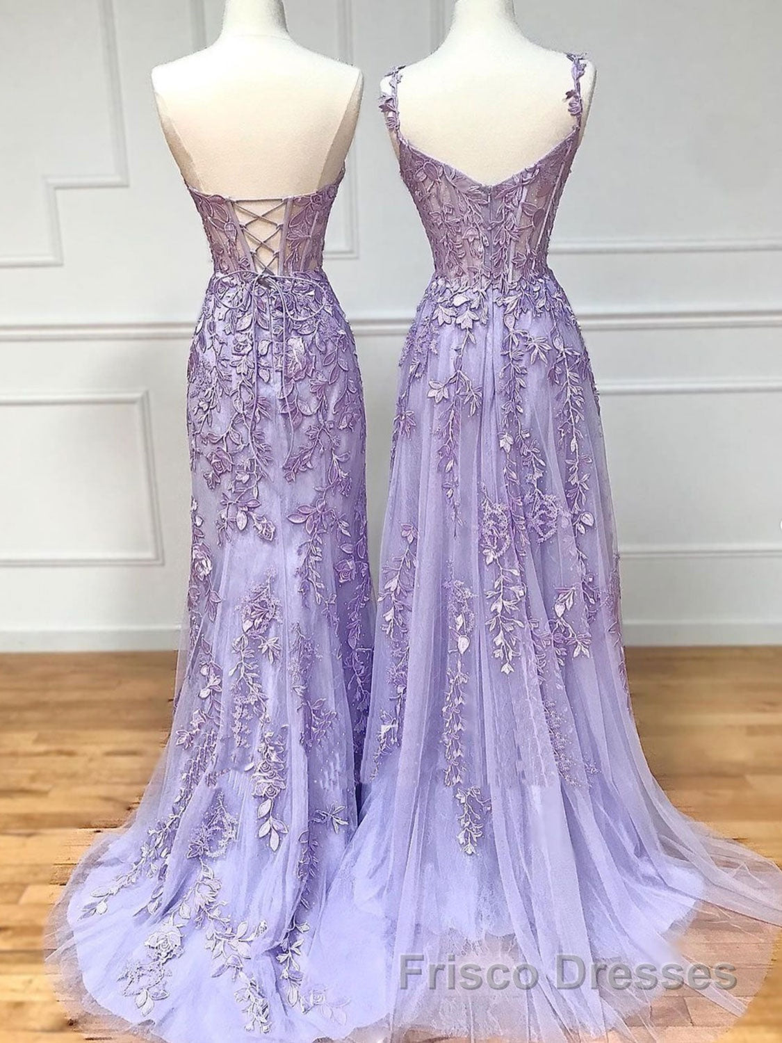 Purple sweetheart neck lace long Formal Prom Dresses, lace formal graduation Dresses