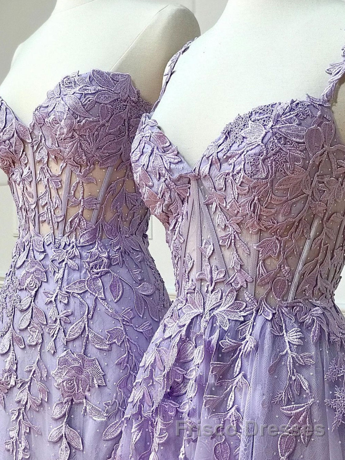 Purple sweetheart neck lace long Formal Prom Dresses, lace formal graduation Dresses