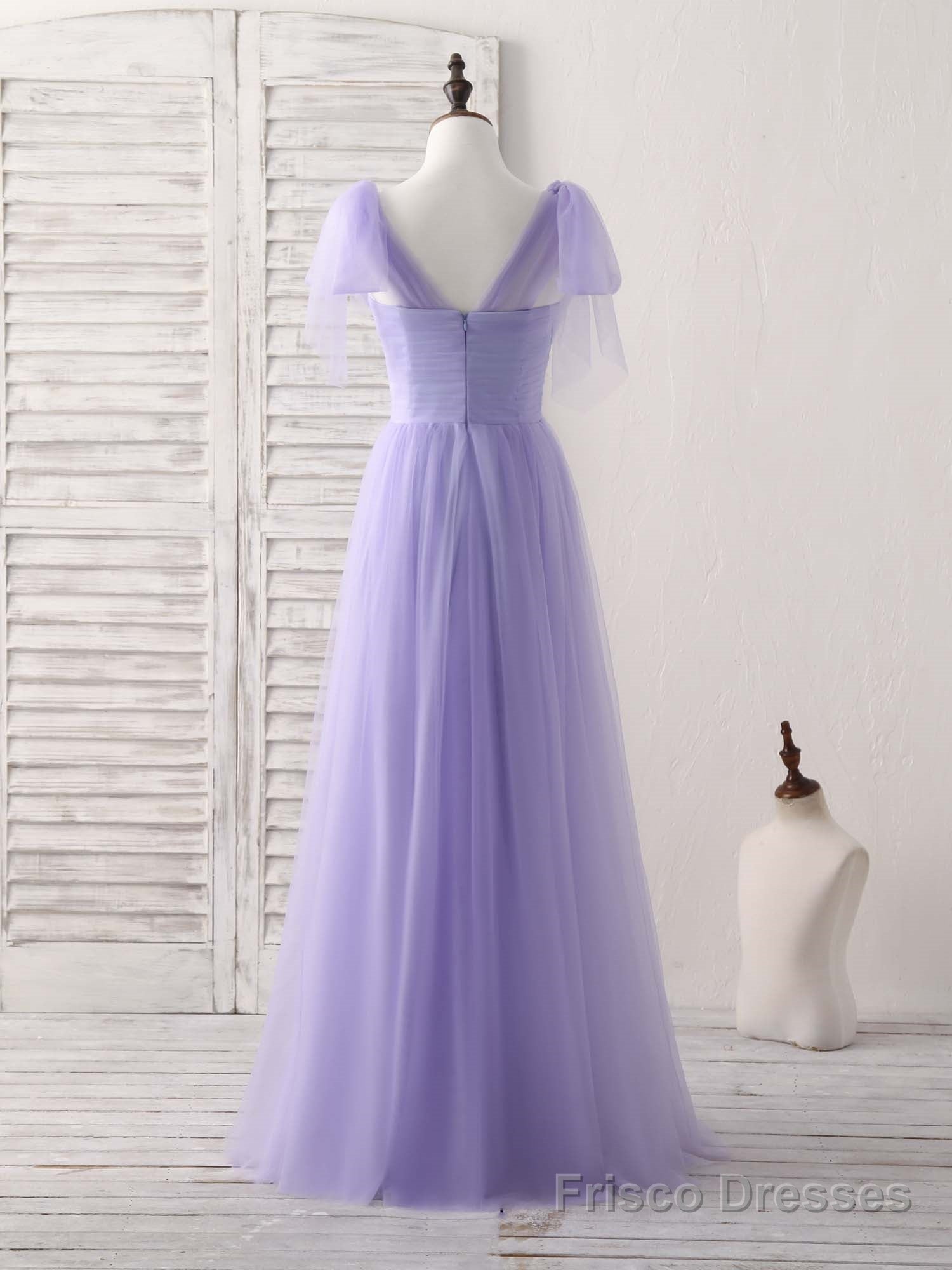 Purple Sweetheart Neck Tulle Long Prom Dress Purple Bridesmaid Dress Secondary image