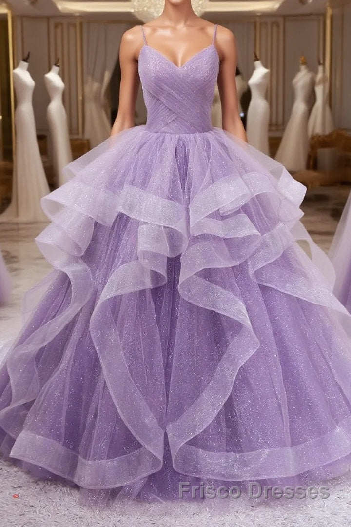 Purple sweetheart neck tulle long Formal Prom Dresses purple tulle forma gown Main image