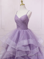 Purple sweetheart neck tulle long Formal Prom Dresses purple tulle forma gown