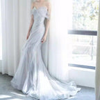 Purple’Å?Sweetheart Sequin Mermaid Gown-Fairytale Beaded Tulle Train Long Prom Dress For Events