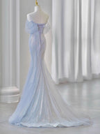 Purple’Å?Sweetheart Sequin Mermaid Gown-Fairytale Beaded Tulle Train Long Prom Dress For Events
